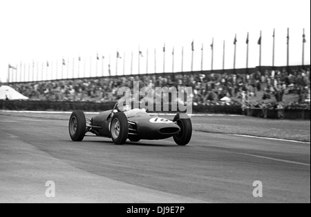 Jim Clark in einem Werk Lotus-Climax 21 beim britischen Grand Prix, Aintree, England 15. Juli 1961. Stockfoto