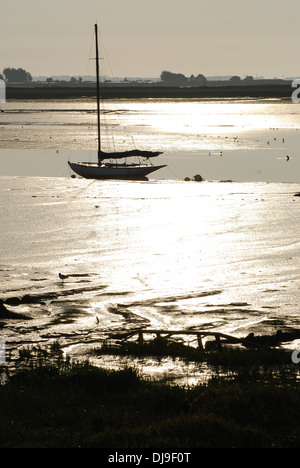 Sonnenaufgang am Fluss Blackwater bei Heybridge Stockfoto