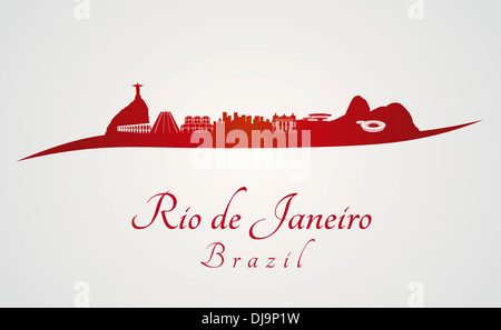 Rio De Janeiro Skyline im roten und grauen Hintergrund Stockfoto
