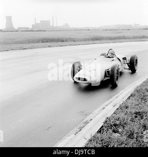 Lucien Bianchi in einem Lotus-Climax 18 beim britischen GP, Aintree, England 15. Juli 1961. Stockfoto