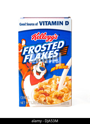 Päckchen von Kelloggs bereifte Flocken Frühstück Getreide aus einem Fun Pak, USA Stockfoto