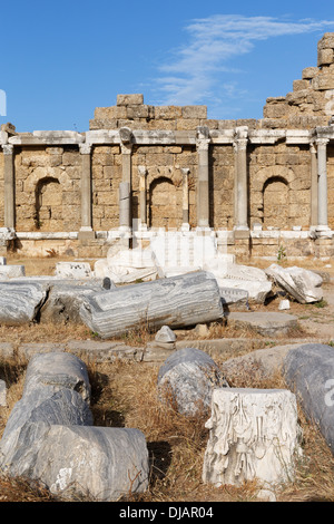 Geben Sie Agora oder Bibliothek, antiken Stadt Side, Pamphylien, Provinz Antalya, Türkei Stockfoto