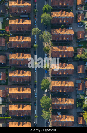 Luftaufnahme, Bergarbeiter Siedlung, Reihenhäuser, Rentfort, Gladbeck, Nordrhein-Westfalen, Deutschland Stockfoto