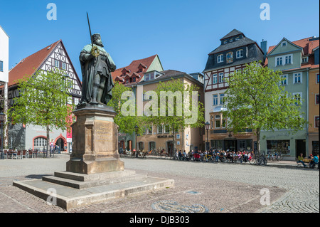 John Friedrich i., Kurfürst von Sachsen, Denkmal von F. Drake, Marktplatz, Jena, Thüringen, Deutschland Stockfoto