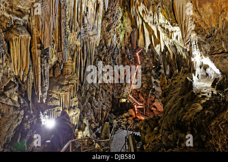 Dim Mağarası Stalaktiten Höhle, Tal Dimcay, Alanya, Antalya Provinz, Mittelmeer, Türkei Stockfoto