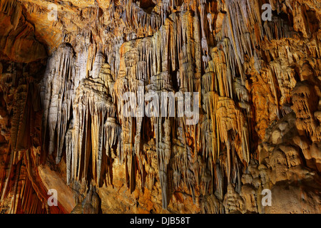 Stalaktiten, Dim Mağarası Stalaktiten Höhle, Dimcay Valley, Alanya, Antalya Province, Mittelmeer, Türkei Stockfoto