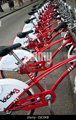 Fahrradverleih, Barcelona, Katalonien, Spanien Stockfoto