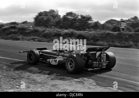 Chris Amon in einer März-Cosworth 701 in Clermont-Ferrand, beendete 2. Platz in der französischen GP Frankreich 5. Juli 1970. Stockfoto