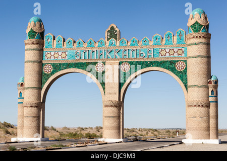 Ein Ellik Kala-Gateway, Ellik Kala Choresm, Usbekistan Stockfoto