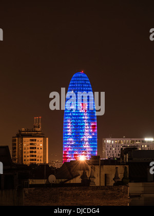 Torre Agbar Gebäude in der Technolgy Distict von Barcelona, Spanien Stockfoto