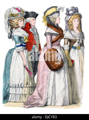 Ende des 18. Jahrhunderts Kostüme XVIII 1790 Stockfoto