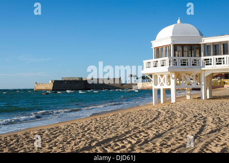 La Caleta Strand in Cadiz, Andalusien, Spanien Stockfoto