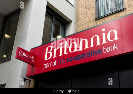 Britannia, Bestandteil der Co-Operative Bank Zeichen, London, UK Stockfoto