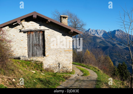 Berghütte in Val di Scalve, Alpen, Italien Stockfoto