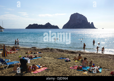 Torre es Vedra, Cala Carbo, Ibiza, Spanien Stockfoto