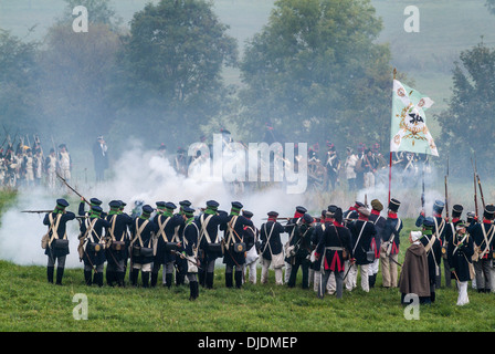 Schlacht von Jena 1806, historischen Schlachtfeld, Schlacht Reenactment, preußischen Truppen, Jena, Thüringen, Deutschland Stockfoto