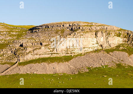 Robin aufsichtführenden Narbe, einem Kalksteinfelsen zwischen Clapham und Austwick in den Yorkshire Dales, UK. Stockfoto