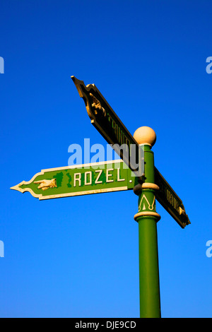 Traditionelle Straße Zeichen, Jersey, Kanalinseln Stockfoto