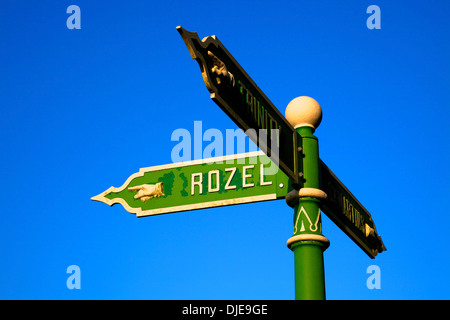 Traditionelle Straße Zeichen, Jersey, Kanalinseln Stockfoto