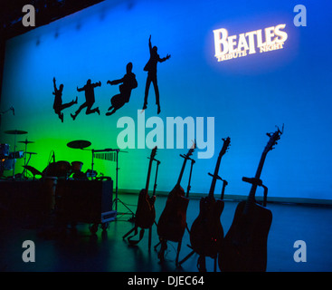 Beatles Tribute Bühne vor einem Konzert Stockfoto