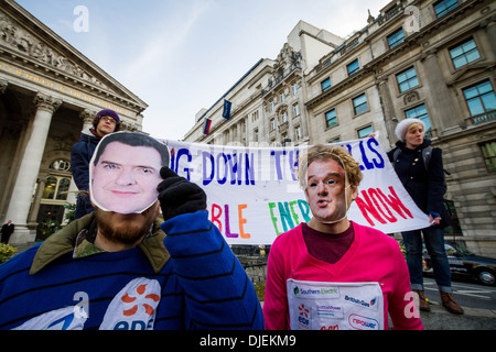 Brennstoff Armut Protestmarsch NPower Büros in London Stockfoto