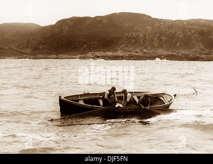 Lachsangeln in der Nähe von Oban viktorianischen Zeit Stockfoto