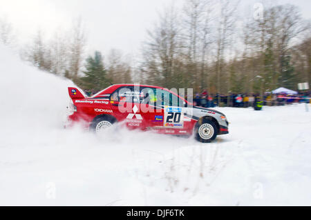 26. Januar 2008 - Atlanta, Michigan, USA - #20 Mitsubishi Fahrer Andrew Comrie-Picard und Marc Goldfarb während 2008 Rallye Amerika Sno Drift rally Rennen in Atlanta Michigan. (Kredit-Bild: © David Bailey/ZUMA Press) Stockfoto