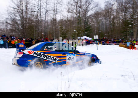 26. Januar 2008 - Atlanta, Michigan, USA - #45 Subaru Fahrer Matthew Johnson und Jeremy Wimpey während 2008 Rallye Amerika Sno Drift rally Rennen in Atlanta Michigan. (Kredit-Bild: © David Bailey/ZUMA Press) Stockfoto