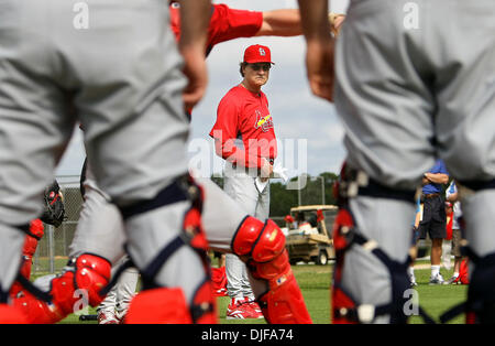 21. Februar 2008 - Jupiter, Florida, USA - Str.  Louis Kardinäle Manager TONY LARUSSA im Frühjahr Ausbildung fielding Praxis bei Roger Dean Stadium Backfields Donnerstag in Jupiter.  (Kredit-Bild: © Bill Ingram/Palm Beach Post/ZUMA Press) Einschränkungen: * USA Boulevardpresse Rechte heraus * Stockfoto