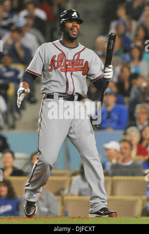 4. Juni 2010 - Los Angeles, Kalifornien, USA - 4. Juni 2010: Atlanta Braves Recht Fielder Jason Heyward (22) nach fehlt auf einer Schaukel. Die Los Angeles Dodgers besiegte die Atlanta Braves, 5: 4 im Dodger Stadium in Los Angeles, Kalifornien... Obligatorische Credit: Andrew Fielding / Southcreek Global (Kredit-Bild: © Andrew Fielding/Southcreek Global/ZUMApress.com) Stockfoto