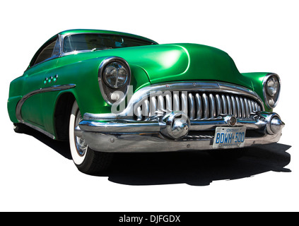 Makellos restauriert 1953 Oldtimer Buick Super Riviera Serie 50-Coupé, mit weißem Hintergrund Stockfoto