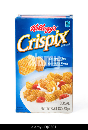 Päckchen von Kellogg's Crispix Frühstücks-Cerealien aus einem Variety Pack, USA Stockfoto