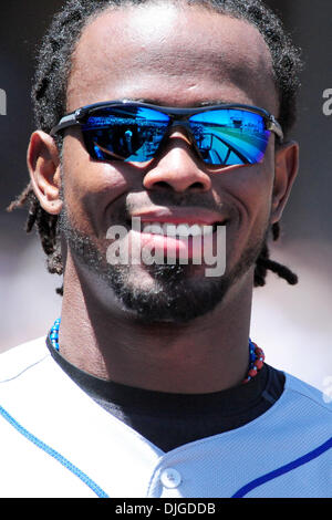 San Francisco, CA: New York Mets Jose Reyes (7) auf der Trainerbank. Die New York Mets gewann das Spiel 4: 3. (Kredit-Bild: © Charles Herskowitz/Southcreek Global/ZUMApress.com) Stockfoto