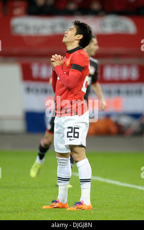 BayArenea, Leverkusen, Deutschland am 27. November.2013, Football UEFA Champions-League, Saison 2013/14 Gruppenphase, Spieltag 5, Bayer 04 Leverkusen - Manchester United 0:5---Shinji Kagawa (ManU) Credit: Kolvenbach/Alamy Live-Nachrichten Stockfoto