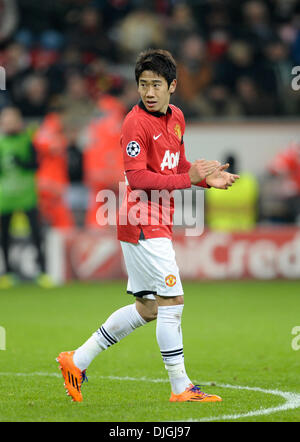 BayArenea, Leverkusen, Deutschland am 27. November.2013, Football UEFA Champions-League, Saison 2013/14 Gruppenphase, Spieltag 5, Bayer 04 Leverkusen - Manchester United 0:5---Shinji Kagawa (ManU), Credit: Kolvenbach/Alamy Live-Nachrichten Stockfoto