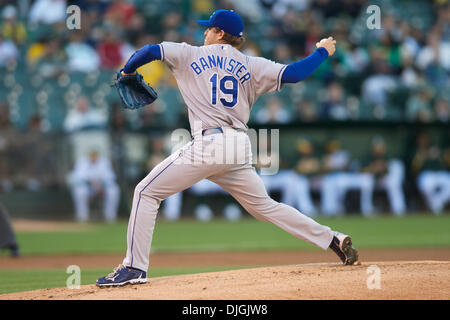 25. Juli 2010 - Oakland, Kalifornien, USA - 2. August 2010: Kansas City Royals P Brian Bannister (19) Stellplätze während der MLB Spiel zwischen den Oakland Athletics und die Kansas City Royals im Oakland-Alameda County Coliseum in Oakland, CA. (Credit-Bild: © Matt Cohen/Southcreek Global/ZUMApress.com) Stockfoto