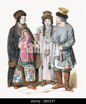 19. Jahrhundert XIX Russland links nach rechts sibirischen Tataren und Kalmücken Mongol Stockfoto