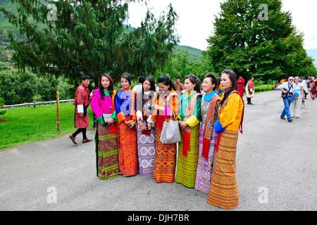 Thimphu Tsechu, Tashi Choe Dzong, Festung, 4-Tages-Festival am zehnten Tag eines Monats des tibetischen Mondkalenders, Thimphu, Bhutan Stockfoto