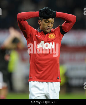 BayArenea, Leverkusen, Deutschland 27. November 2013, Fußball UEFA Champions League, Saison 2013/14 Gruppenphase, Spieltag 5, Bayer 04 Leverkusen - Manchester United 0:5---Nani (ManU) Credit: Kolvenbach/Alamy Live-Nachrichten Stockfoto