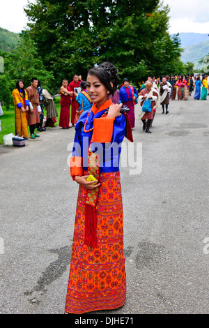 Thimphu Tsechu, Tashi Choe Dzong, Festung, 4-Tages-Festival am zehnten Tag eines Monats des tibetischen Mondkalenders, Thimphu, Bhutan Stockfoto