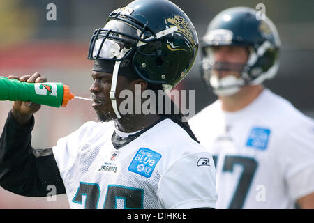 31. Juli 2010 - Jacksonville, Florida, Vereinigte Staaten von Amerika - 31. Juli 2010: Reggie Nelson (25) von den Jacksonville Jaguars während des Trainingslagers in Florida Blue Gesundheit & Wellness Praxisfelder angrenzend an Everbank Field in Jacksonville, FL.  . Obligatorische Credit - Perry Knotts / Southcreek Global. (Kredit-Bild: © Southcreek Global/ZUMApress.com) Stockfoto