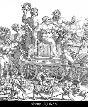 Die Prozession des Bacchus, italienischer Kupferstich, 18. Jahrhundert Stockfoto