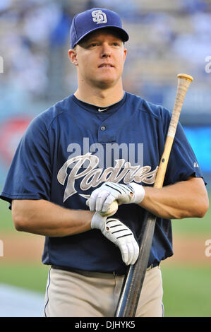 4. August 2010 - Los Angeles, California, Vereinigte Staaten von Amerika - 4. August 2010: Padres Catcher Nick Hundley (4) vor dem Spiel. Die San Diego Padres waren Shutout von den Los Angeles Dodgers mit einem Score von 9-0 im Dodger Stadium in Los Angeles. California... Obligatorische Credit: Andrew Fielding / Southcreek Global (Kredit-Bild: © Southcreek Global/ZUMApress.com) Stockfoto