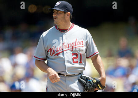 8. August 2010: Washington Nationals ab Pitcher JASON MARQUIS (#21) vier Läufen in der Unterseite des ersten Inning aufgegeben und würde fortfahren, um den Verlust zu nehmen.  Die Dodgers schlagen die Staatsangehörigen 8-3. (Kredit-Bild: © Tony Leon/Southcreek Global/ZUMApress.com) Stockfoto