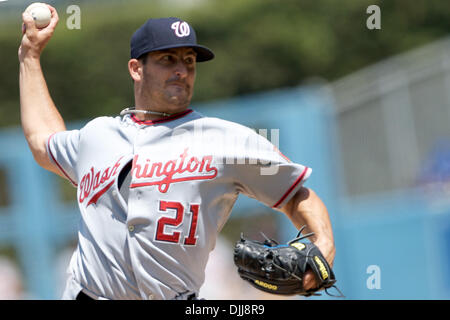 8. August 2010: Washington Nationals ab Pitcher JASON MARQUIS (#21) vier Läufen in der Unterseite des ersten Inning aufgegeben und würde fortfahren, um den Verlust zu nehmen.  Die Dodgers schlagen die Staatsangehörigen 8-3. (Kredit-Bild: © Tony Leon/Southcreek Global/ZUMApress.com) Stockfoto