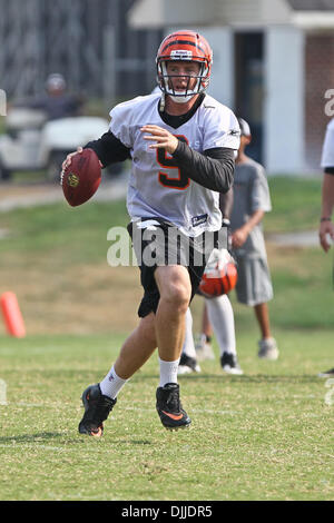 10. August 2010 - Georgetown, Kentucky, Vereinigte Staaten von Amerika - 8 August 2010:Cincinnati Bengals QB Carson Palmer (#9) während der zweiten Sitzung des Bengals Trainingslagers in Georgetown, Kentucky. Obligatorische Credit: Jon Longo / Southcreek Global (Kredit-Bild: © Southcreek Global/ZUMApress.com) Stockfoto