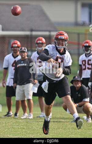 10. August 2010 - Georgetown, Kentucky, Vereinigte Staaten von Amerika - 8 August 2010:Cincinnati Bengals QB Carson Palmer (#9) während der zweiten Sitzung des Bengals Trainingslagers in Georgetown, Kentucky. Obligatorische Credit: Jon Longo / Southcreek Global (Kredit-Bild: © Southcreek Global/ZUMApress.com) Stockfoto