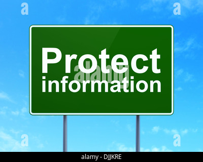 Datenschutz-Konzept: Informationsschutz auf Straße Zeichen Hintergrund Stockfoto