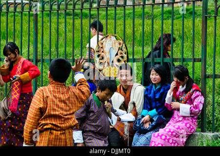 Thimphu Tsechu, Tashi Choe Dzong, Festung, 4-Tages-Festival am zehnten Tag eines Monats des tibetischen Mondkalenders, Thimphu, Bhutan Stockfoto