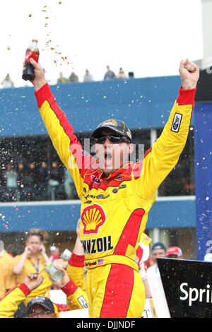 15. August 2010 - Brooklyn, Michigan, Vereinigte Staaten von Amerika - 15. August 2010: NASCAR Sprint Cup Series Fahrer KEVIN HARVICK (29) feiert nach dem Sieg Auto Fax 400 auf dem Michigan International Speedway in Brooklyn, Michigan. Obligatorische Credit: Rey Del Rio / Southcreek Global (Kredit-Bild: © Southcreek Global/ZUMApress.com) Stockfoto